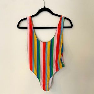 Striped one piece swimsuit